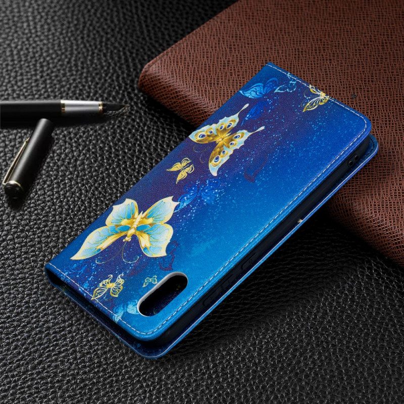 Schutzhülle Für Xiaomi Redmi 9A Flip Case Blaue Schmetterlinge