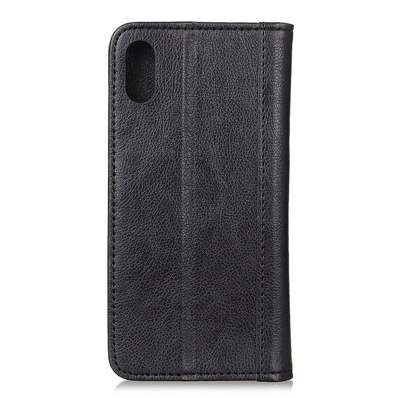 Schutzhülle Für Xiaomi Redmi 9A Flip Case Version Aus Litschi-spaltleder