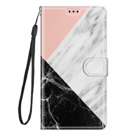 Flip Case Für Xiaomi Redmi Note 10 Pro Marmor Mit Lanyard