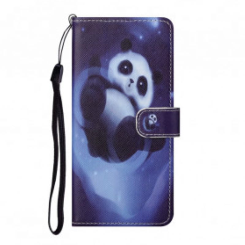 Flip Case Für Xiaomi Redmi Note 10 Pro Mit Kordel Panda Space Mit Schlüsselband