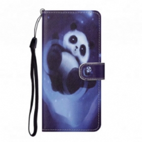 Flip Case Für Xiaomi Redmi Note 10 Pro Mit Kordel Panda Space Mit Schlüsselband