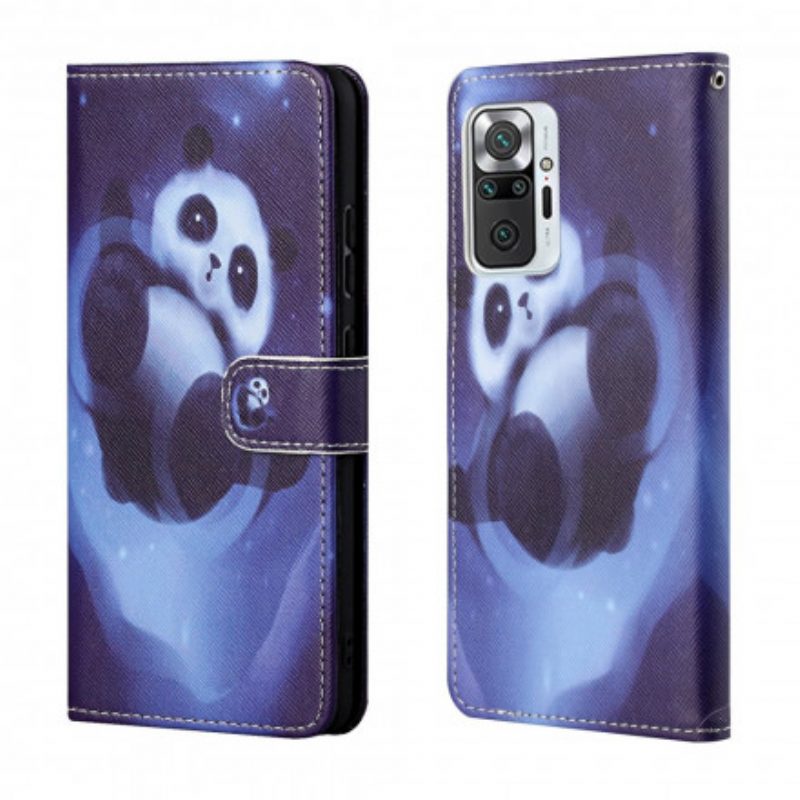 Flip Case Für Xiaomi Redmi Note 10 Pro Mit Kordel Panda Space Mit Schlüsselband