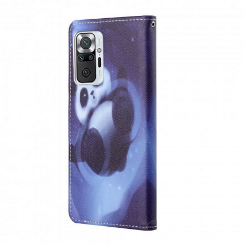 Flip Case Für Xiaomi Redmi Note 10 Pro Mit Kordel Panda Space Mit Schlüsselband