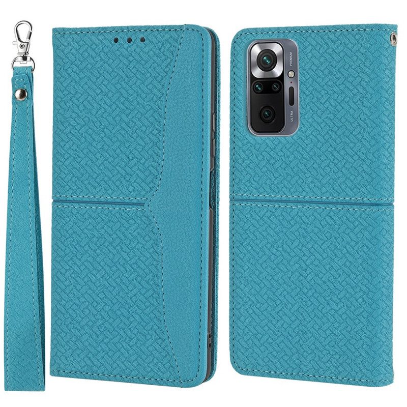 Flip Case Für Xiaomi Redmi Note 10 Pro Mit Kordel Riemchen-stil Aus Gewebtem Leder