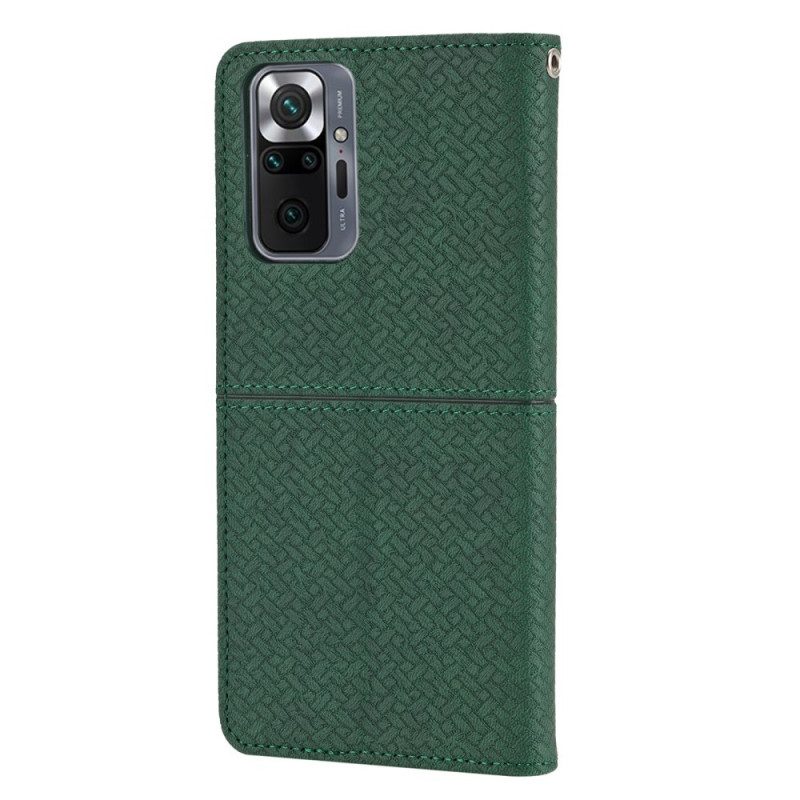 Flip Case Für Xiaomi Redmi Note 10 Pro Mit Kordel Riemchen-stil Aus Gewebtem Leder