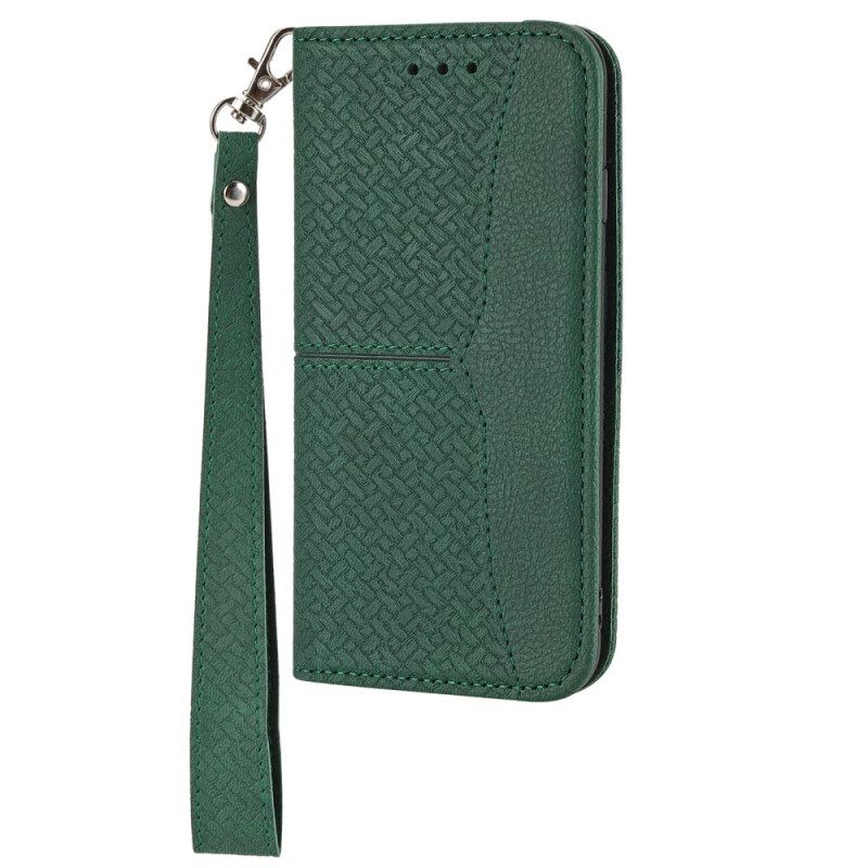 Flip Case Für Xiaomi Redmi Note 10 Pro Mit Kordel Riemchen-stil Aus Gewebtem Leder