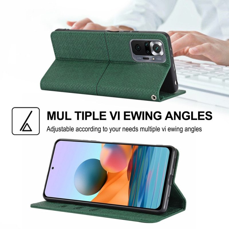 Flip Case Für Xiaomi Redmi Note 10 Pro Mit Kordel Riemchen-stil Aus Gewebtem Leder