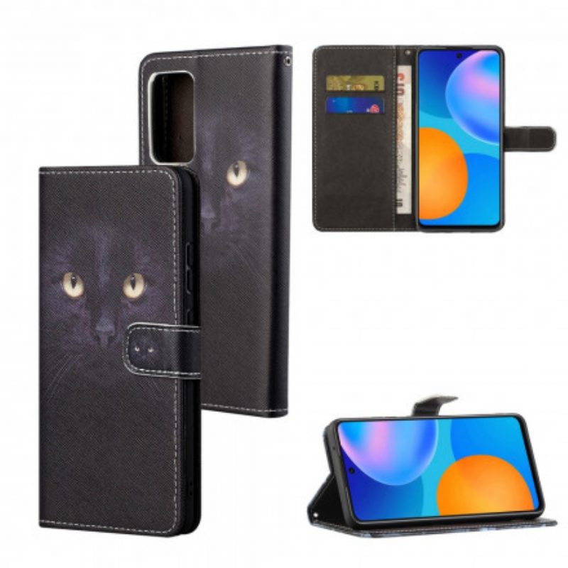 Flip Case Für Xiaomi Redmi Note 10 Pro Mit Kordel Riemchenförmige Schwarze Katzenaugen