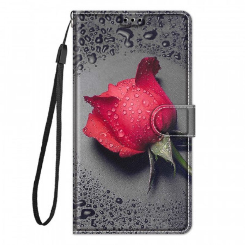 Flip Case Für Xiaomi Redmi Note 10 Pro Rosen Mit Schlüsselband