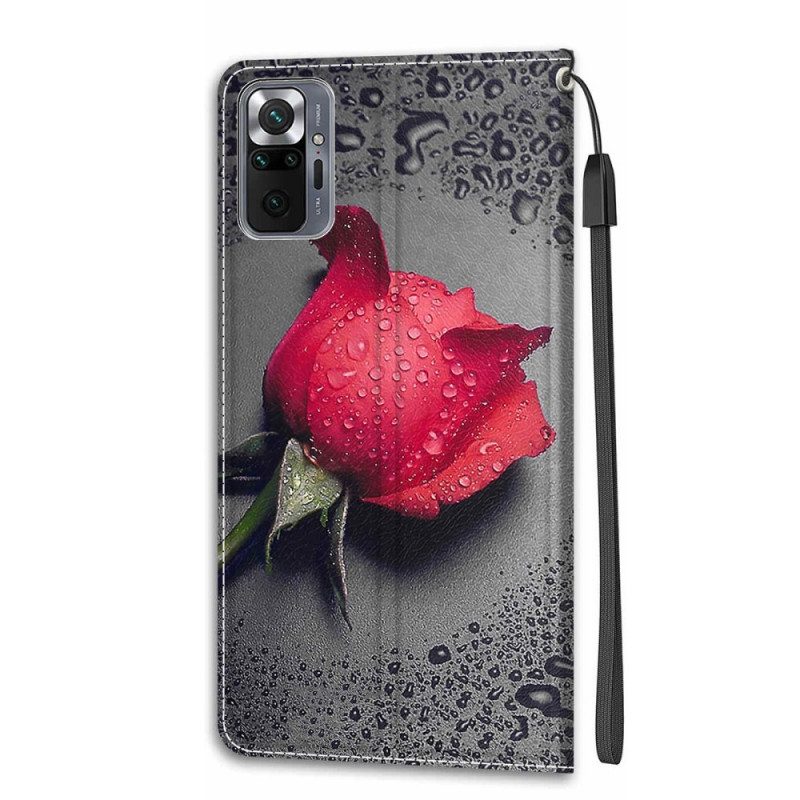 Flip Case Für Xiaomi Redmi Note 10 Pro Rosen Mit Schlüsselband