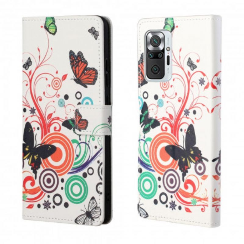 Flip Case Für Xiaomi Redmi Note 10 Pro Schmetterlinge Und Blumen