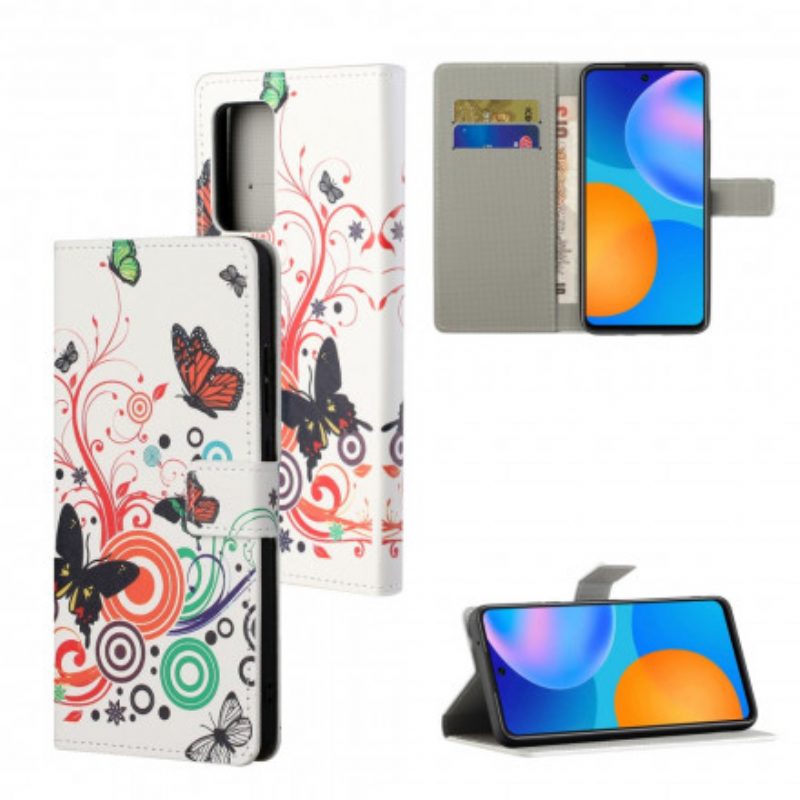 Flip Case Für Xiaomi Redmi Note 10 Pro Schmetterlinge Und Blumen