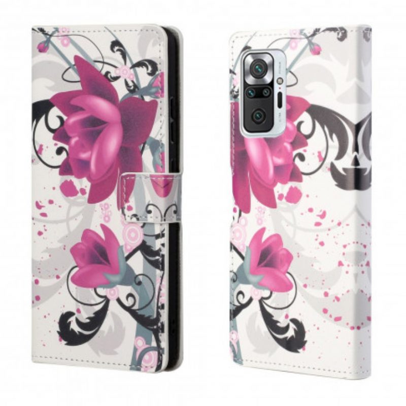 Flip Case Für Xiaomi Redmi Note 10 Pro Tropische Blumen