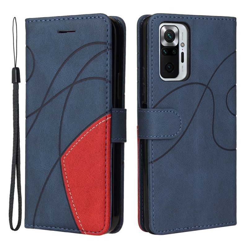 Flip Case Für Xiaomi Redmi Note 10 Pro Zweifarbiges. Charakteristisches Kunstleder