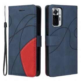 Flip Case Für Xiaomi Redmi Note 10 Pro Zweifarbiges. Charakteristisches Kunstleder