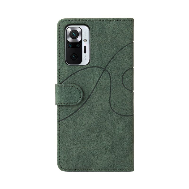 Flip Case Für Xiaomi Redmi Note 10 Pro Zweifarbiges. Charakteristisches Kunstleder