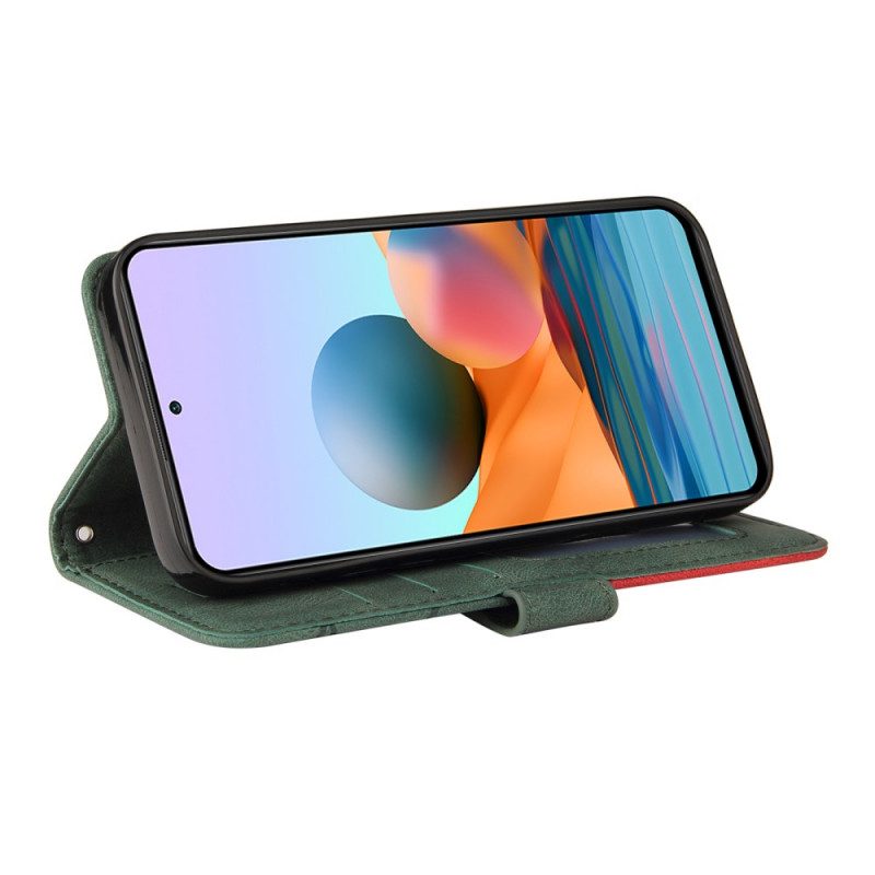 Flip Case Für Xiaomi Redmi Note 10 Pro Zweifarbiges. Charakteristisches Kunstleder