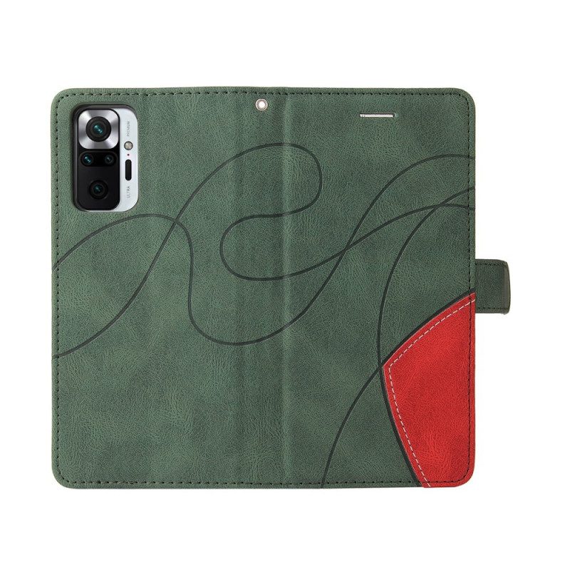 Flip Case Für Xiaomi Redmi Note 10 Pro Zweifarbiges. Charakteristisches Kunstleder