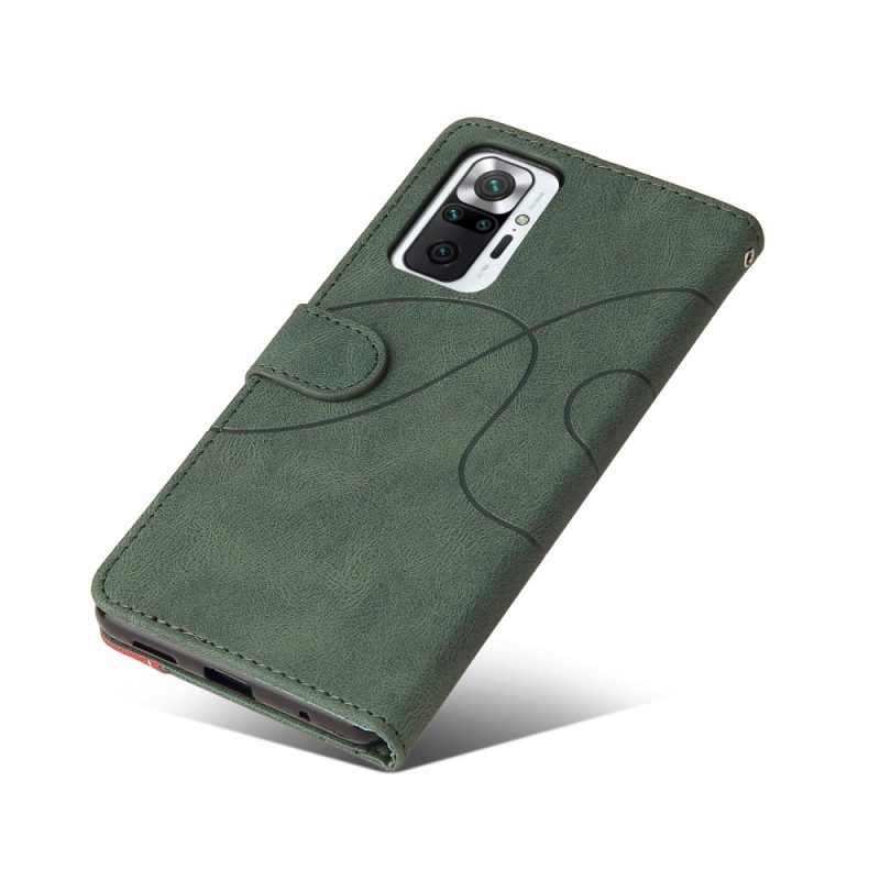 Flip Case Für Xiaomi Redmi Note 10 Pro Zweifarbiges. Charakteristisches Kunstleder