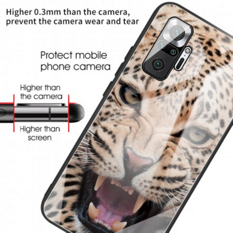 Hülle Für Xiaomi Redmi Note 10 Pro Gehärtetes Leopardenglas