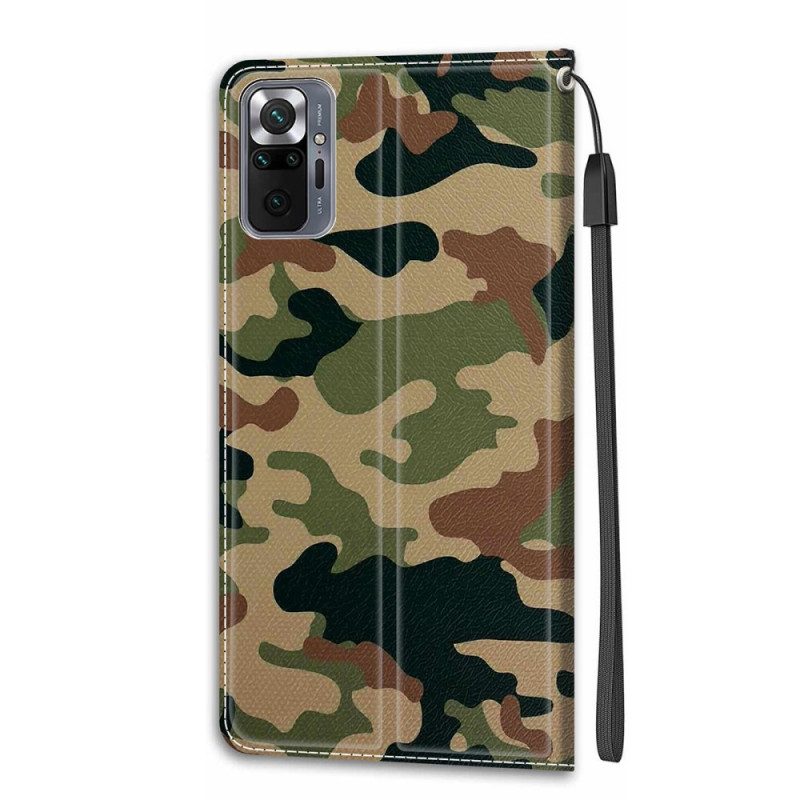 Lederhüllen Für Xiaomi Redmi Note 10 Pro Mit Kordel Riemchen-militärtarnung