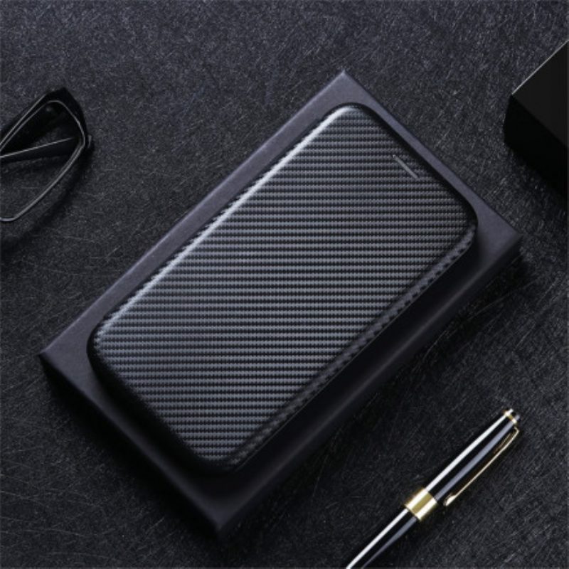 Schutzhülle Für Xiaomi Redmi Note 10 Pro Flip Case Kohlefaser Mit Stützring