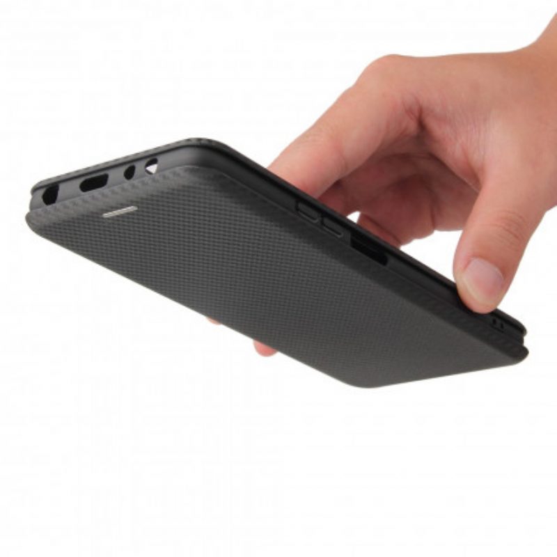 Schutzhülle Für Xiaomi Redmi Note 10 Pro Flip Case Kohlefaser Mit Stützring