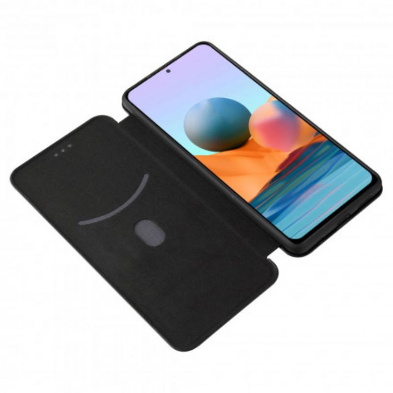 Schutzhülle Für Xiaomi Redmi Note 10 Pro Flip Case Kohlefaser Mit Stützring