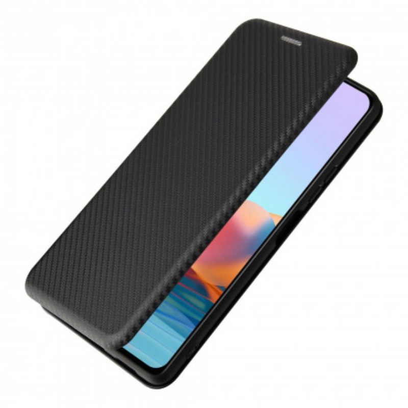 Schutzhülle Für Xiaomi Redmi Note 10 Pro Flip Case Kohlefaser Mit Stützring