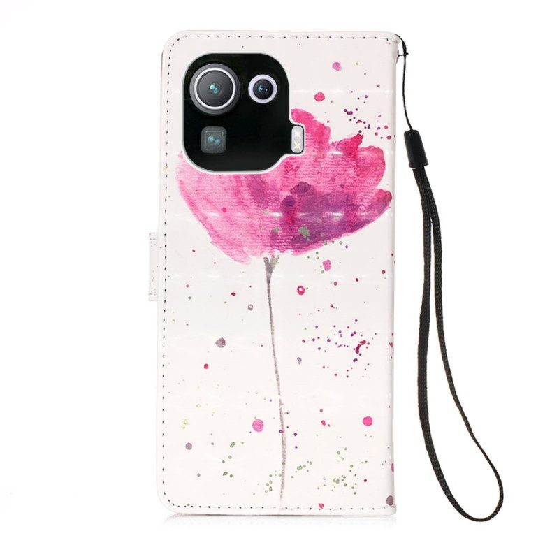 Hülle Lederhüllen Für Xiaomi Mi 11 Pro Aquarellmohn