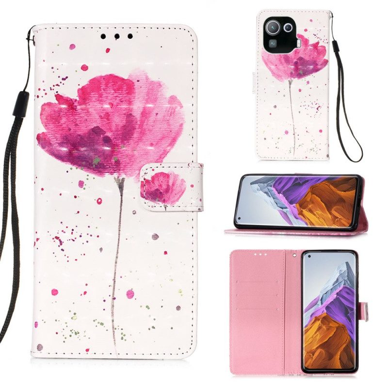 Hülle Lederhüllen Für Xiaomi Mi 11 Pro Aquarellmohn