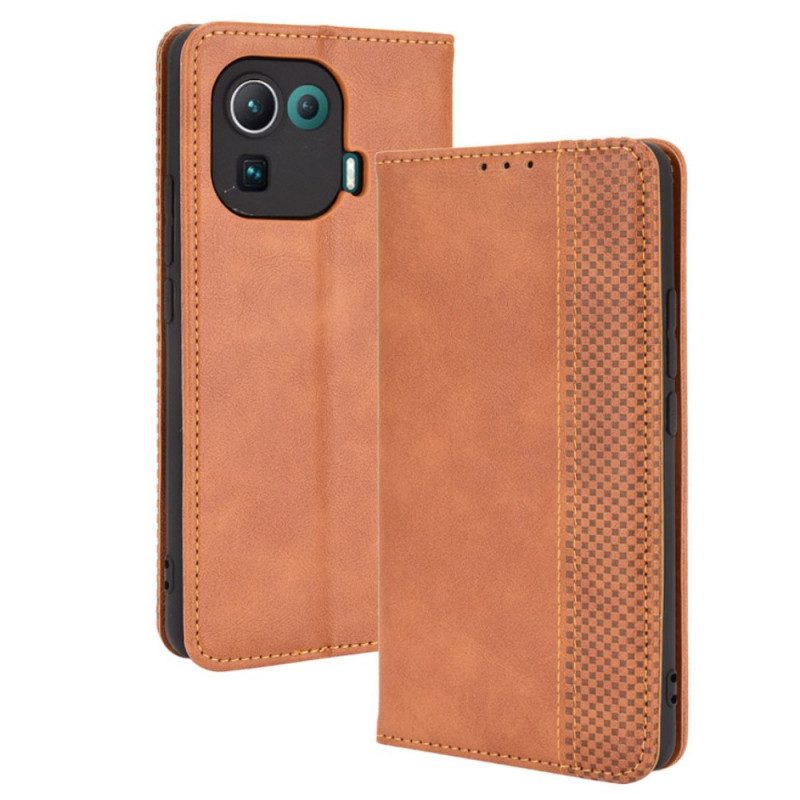 Schutzhülle Für Xiaomi Mi 11 Pro Flip Case Stilisierter Vintage-ledereffekt