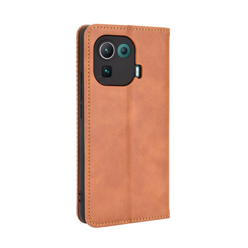 Schutzhülle Für Xiaomi Mi 11 Pro Flip Case Stilisierter Vintage-ledereffekt