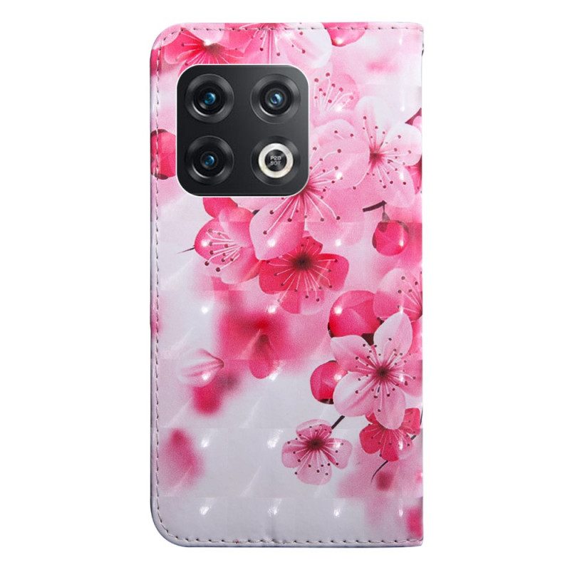 Flip Case Für OnePlus 10 Pro 5G Blumenmuster Mit Riemen