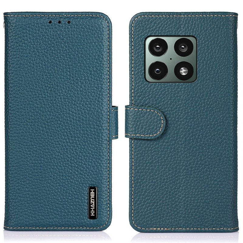 Flip Case Für OnePlus 10 Pro 5G Echtes Khazneh-litschi-leder