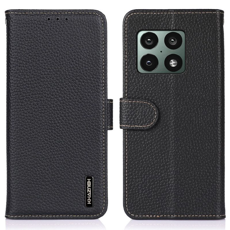 Flip Case Für OnePlus 10 Pro 5G Echtes Khazneh-litschi-leder