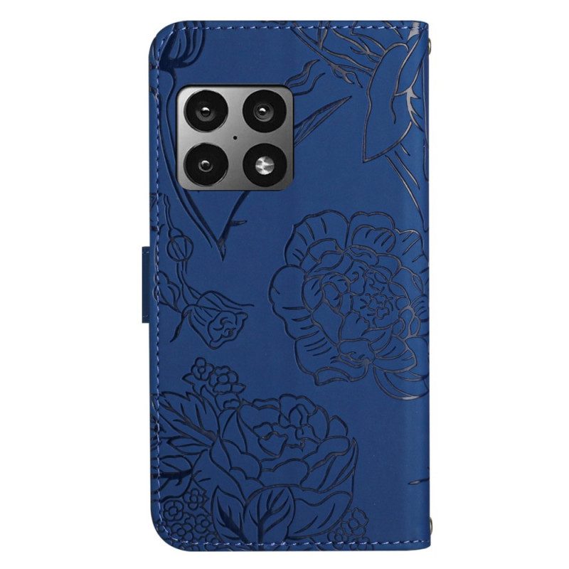 Flip Case Für OnePlus 10 Pro 5G Schmetterlinge Mit Schlüsselband