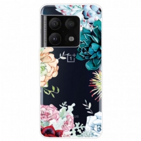 Handyhülle Für OnePlus 10 Pro 5G Nahtlose Aquarellblumen