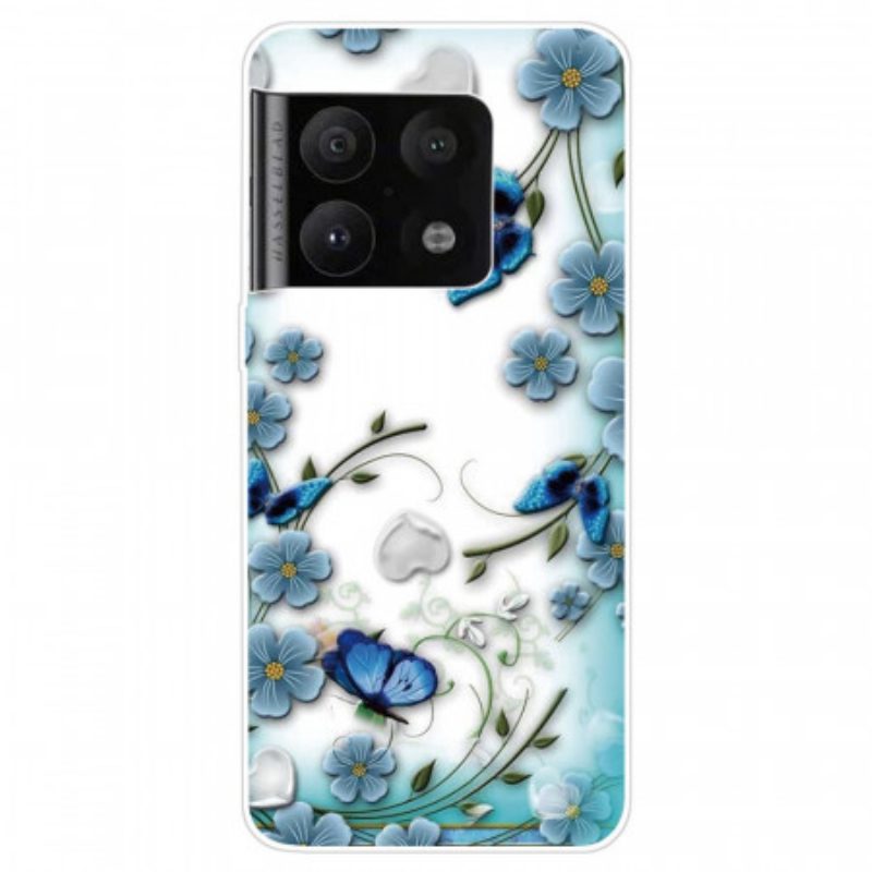 Hülle Für OnePlus 10 Pro 5G Retro-schmetterlinge Und Blumen