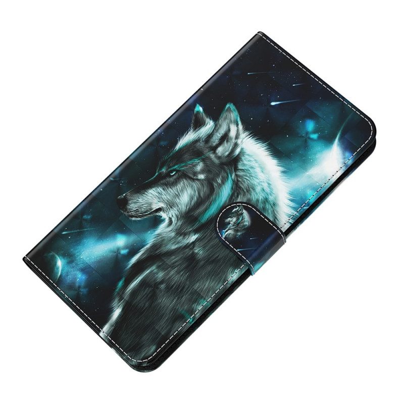 Lederhüllen Für OnePlus 10 Pro 5G Mit Kordel Schlüsselband Wolf