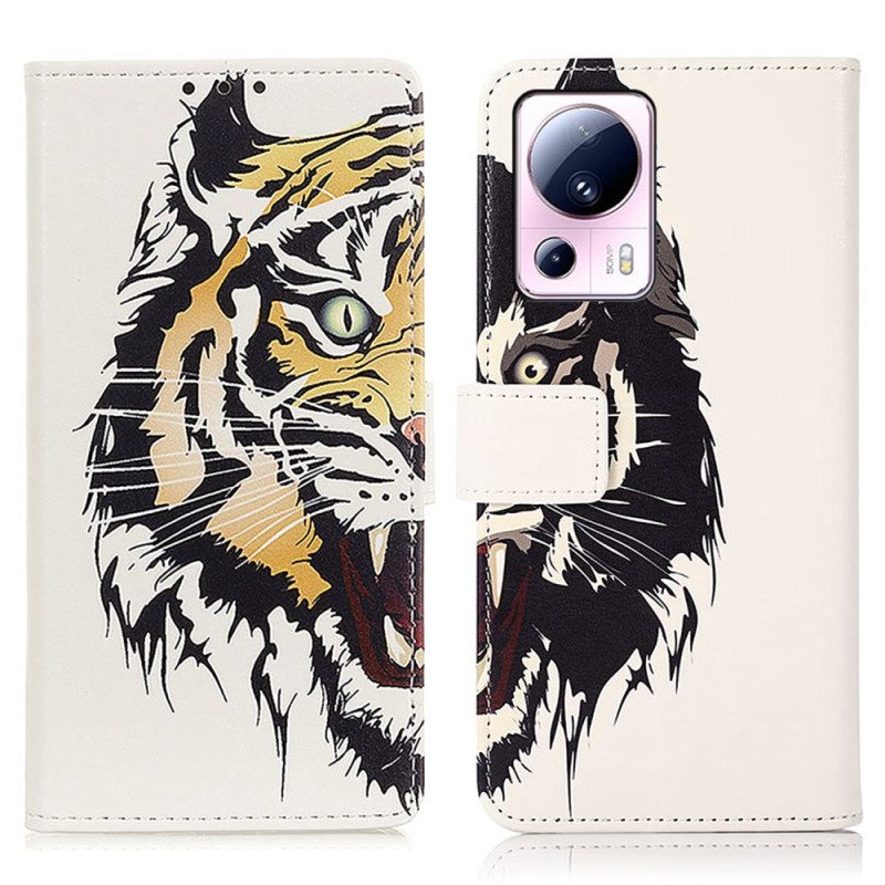 Lederhüllen Für Xiaomi 13 Lite Wilder Tiger