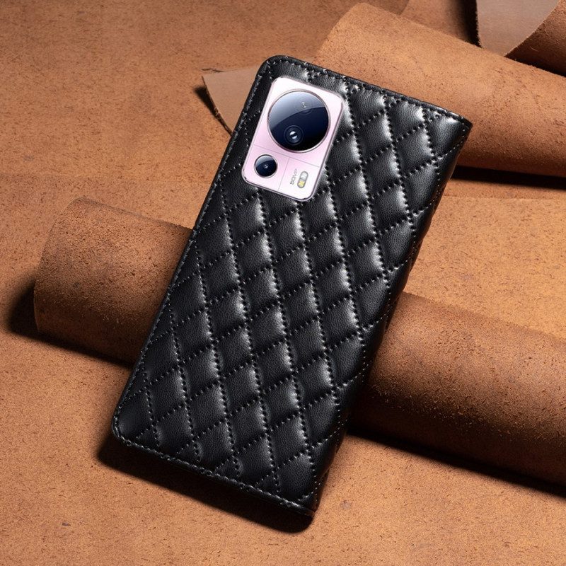 Schutzhülle Für Xiaomi 13 Lite Flip Case Gesteppt Im Binfen-farbstil