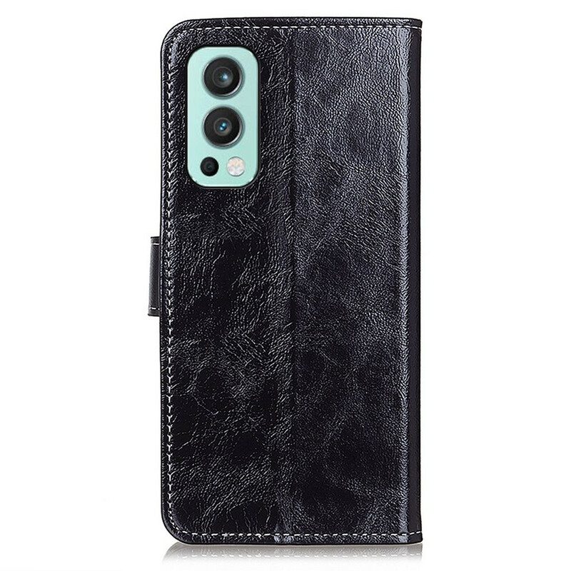 Flip Case Für OnePlus Nord 2 5G Glänzende Und Sichtbare Nähte