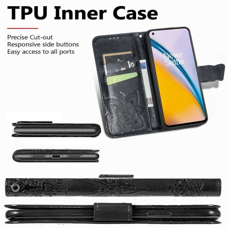 Flip Case Für OnePlus Nord 2 5G Halbe Schmetterlinge