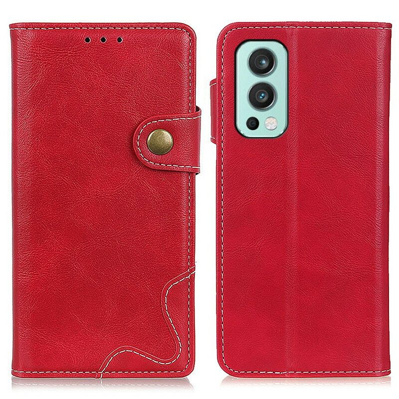 Flip Case Für OnePlus Nord 2 5G Künstlerischer Nähknopf