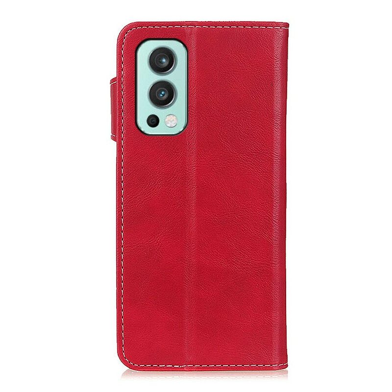 Flip Case Für OnePlus Nord 2 5G Künstlerischer Nähknopf