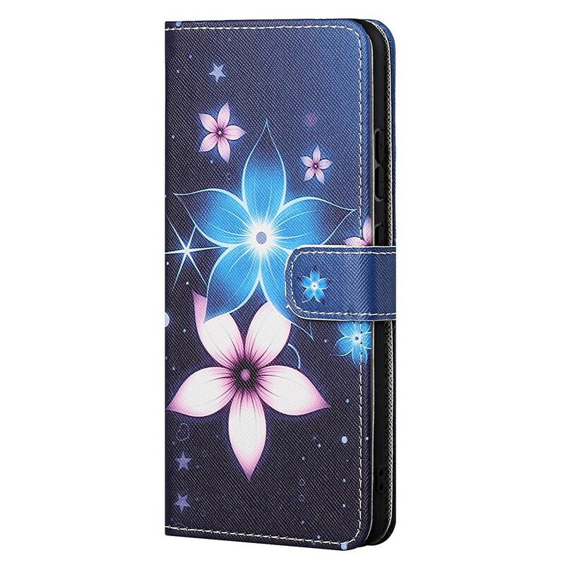 Flip Case Für OnePlus Nord 2 5G Mit Kordel Mondriemenblumen