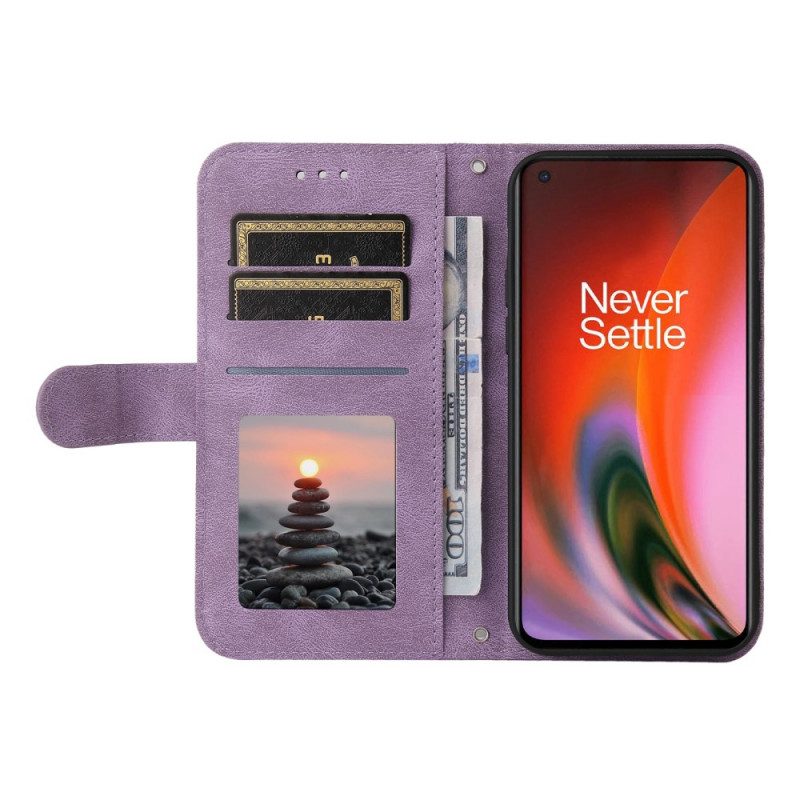 Flip Case Für OnePlus Nord 2 5G Nieten Und Riemen Aus Kunstleder