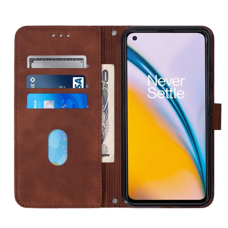 Flip Case Für OnePlus Nord 2 5G Pyramidenleder-effekt