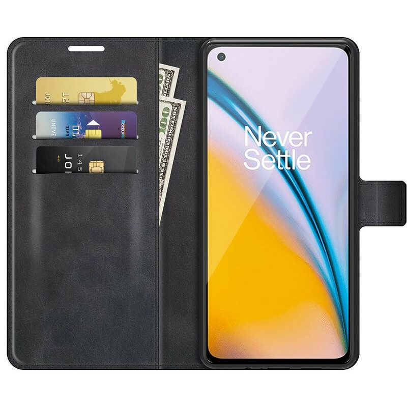 Flip Case Für OnePlus Nord 2 5G Schlanker. Extremer Ledereffekt